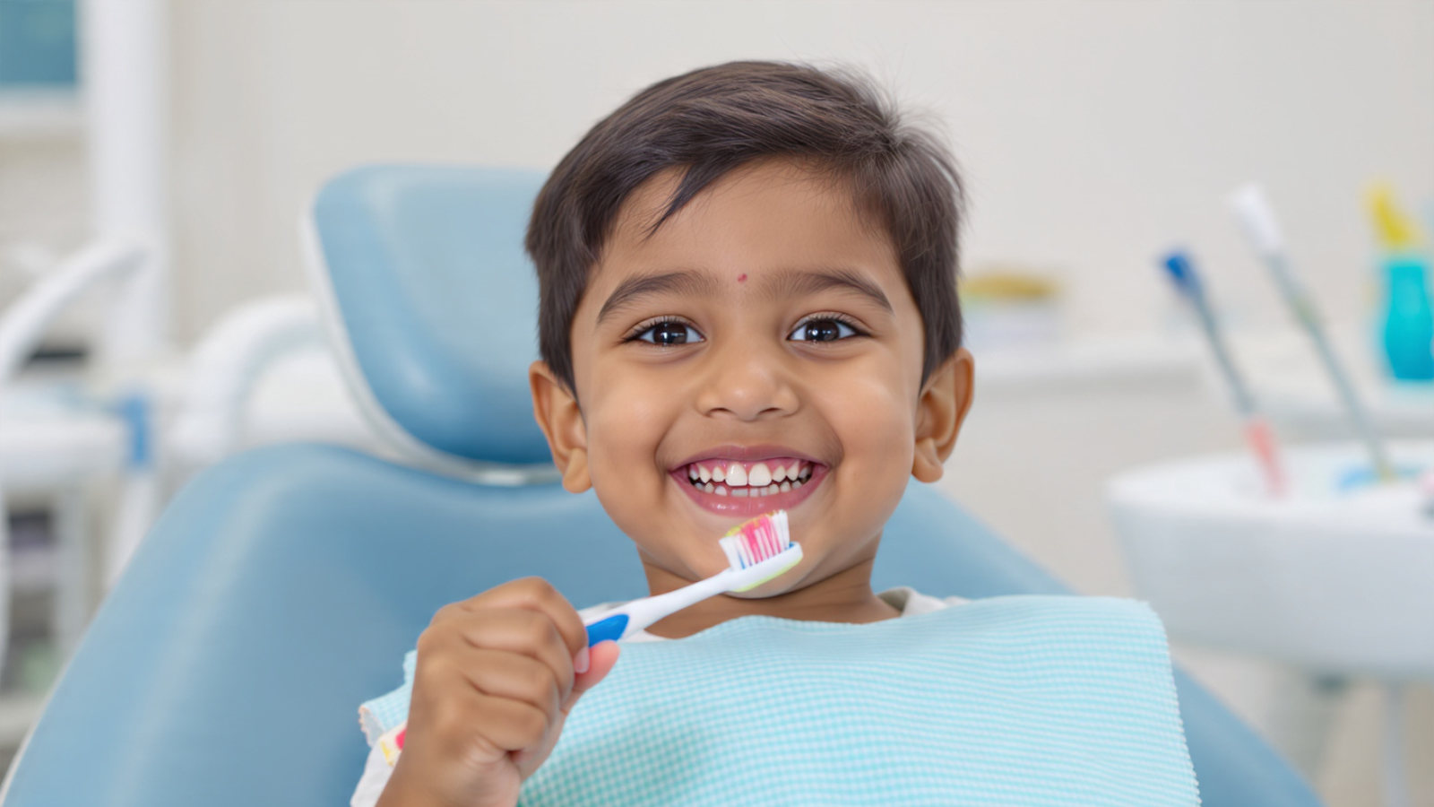 Dentist applying preventive sealant on a child's teeth