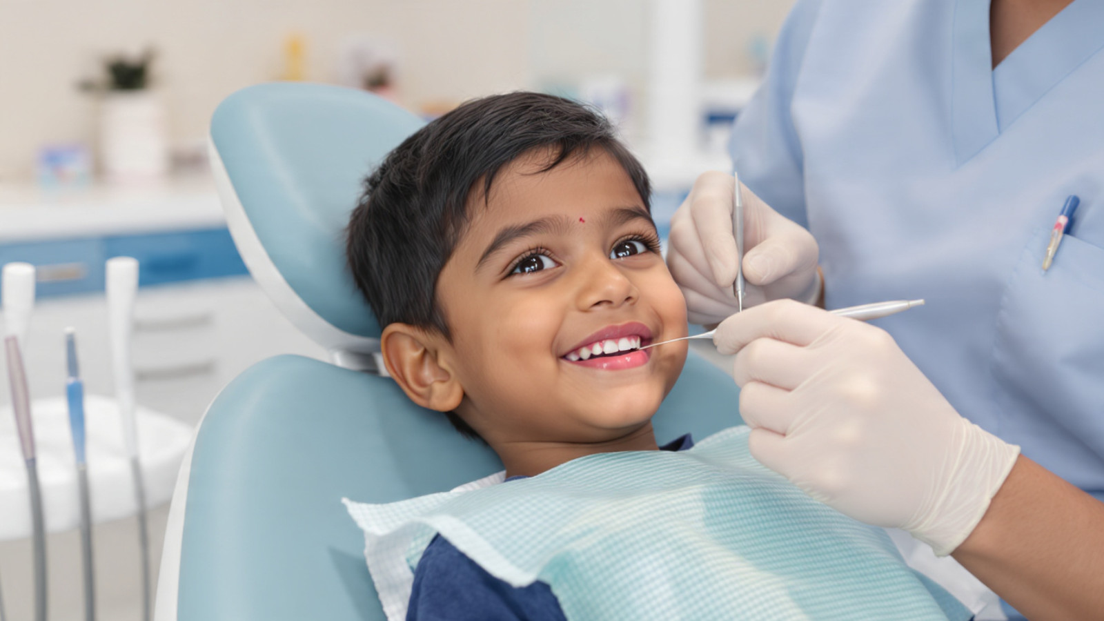 Dentist placing a tooth-colored filling