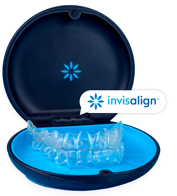 Patient smiling with Invisalign clear aligners